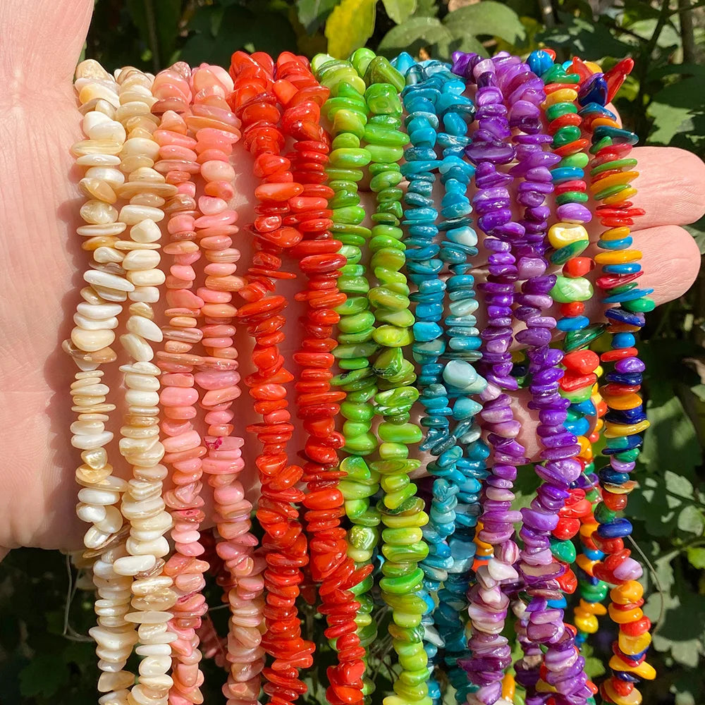 5-8mm Muticolor Shell Beads Natural Dyed Color Irregular Shape Loose Spacer Bead For Jewelry Making Necklace Bracelet DIY