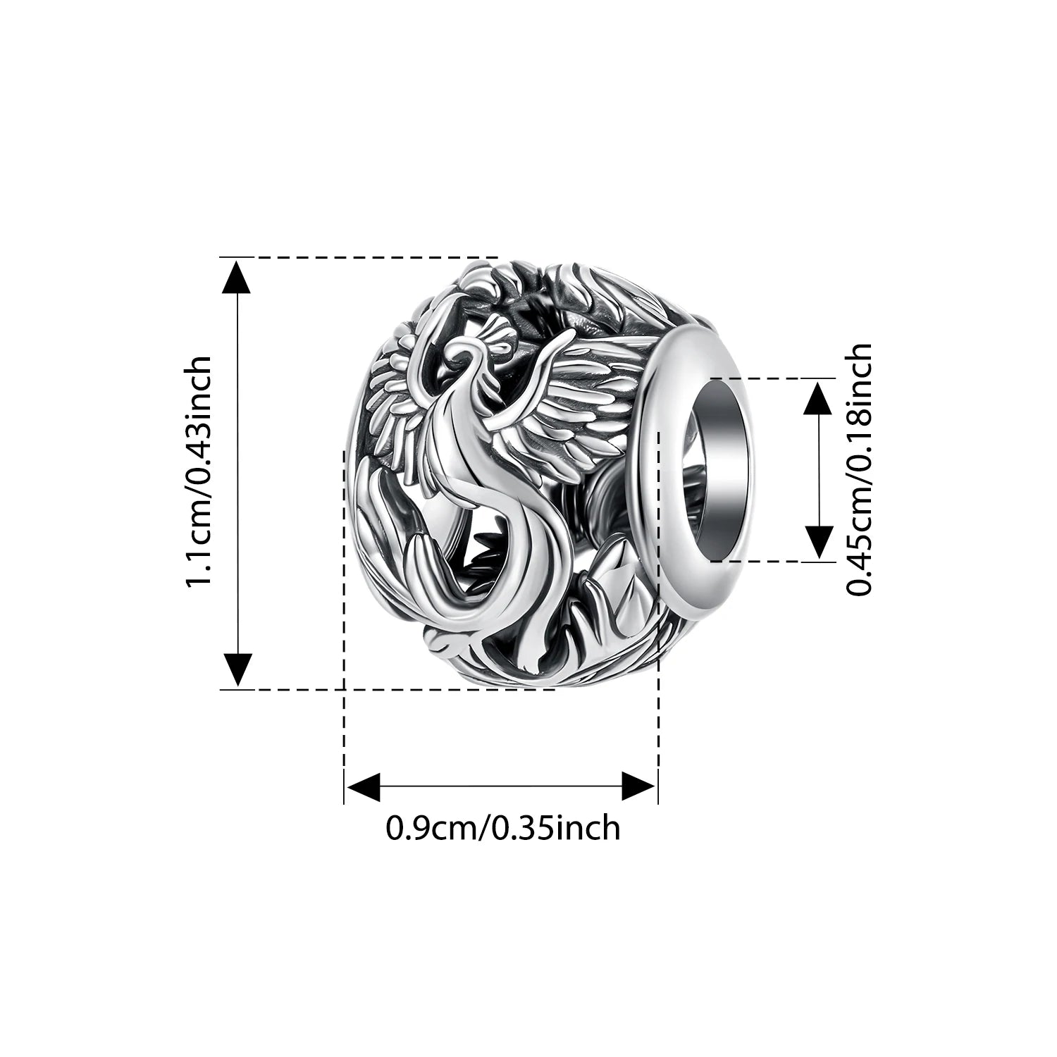 BISAER 925 Sterling Silver Vintage Phoenix Flying Dragon Charm Bead Lion Crown Snake Pendant For Women DIY Bracelet Fine Jewelry