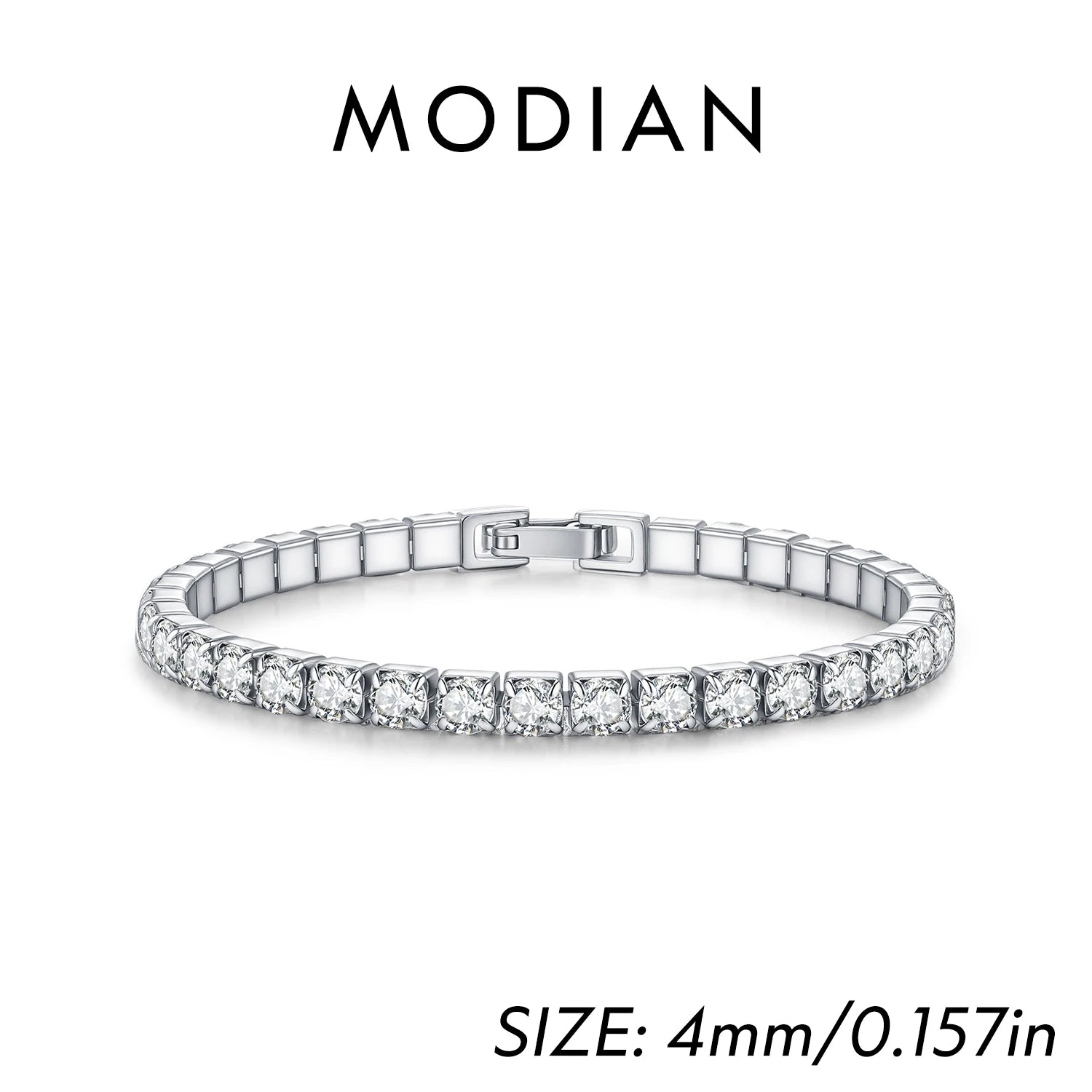 MODIAN 3MM 4MM 5MM Fashion Bracelets 925 Sterling Silver Luxury Round Clear CZ Thin Tennis Bracelet For Women Fine Jewelry Gifts