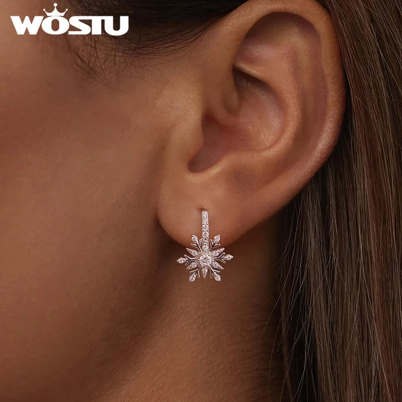 WOSTU 925 Sterling Silver Snowflake Huggies Hoop Earrings For Women, AAA Zircon Ear Hoops  Luxury Winter Wedding Jewelry Xmas - Madeinsea©