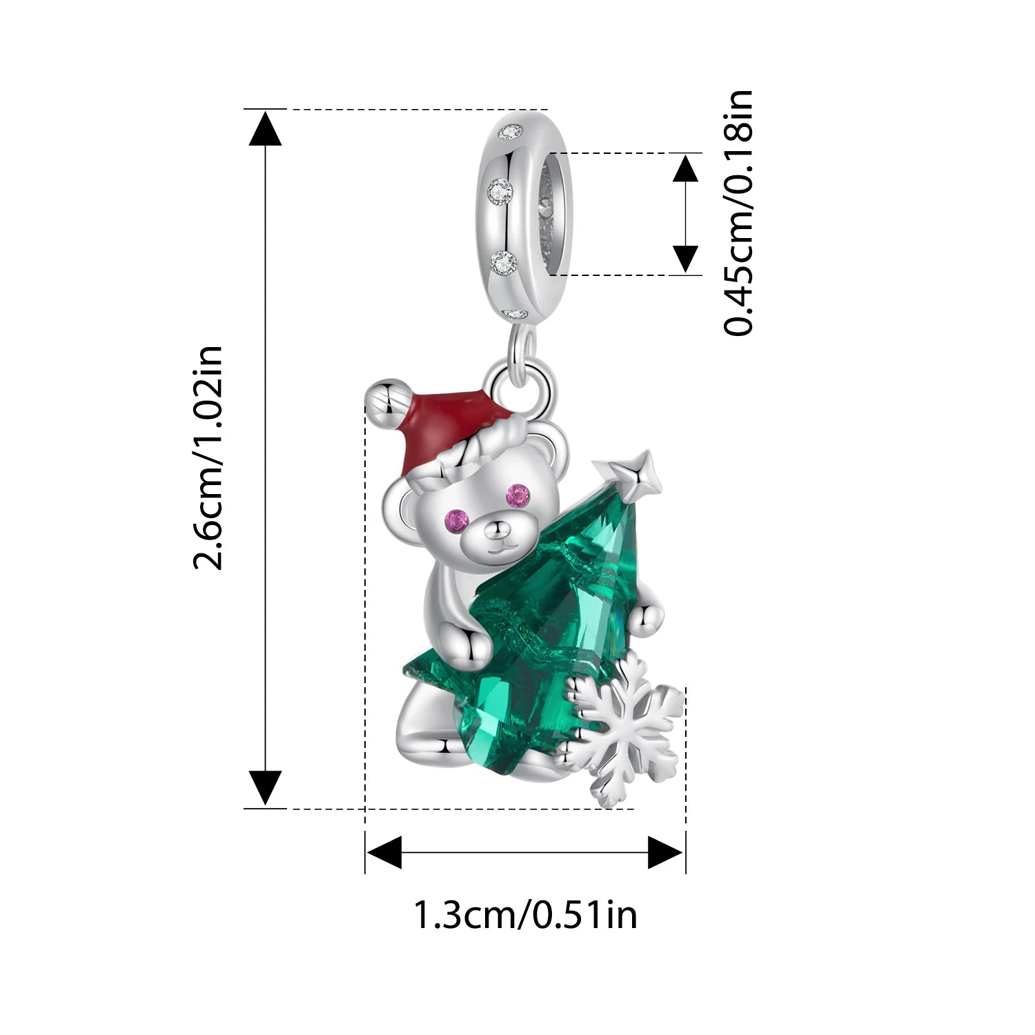 Bamoer Original 925 Sterling Silber Weihnachtsanhänger Bär Schneemann Passend für Original Armband Halskette Damen Geschenk Feiner Schmuck