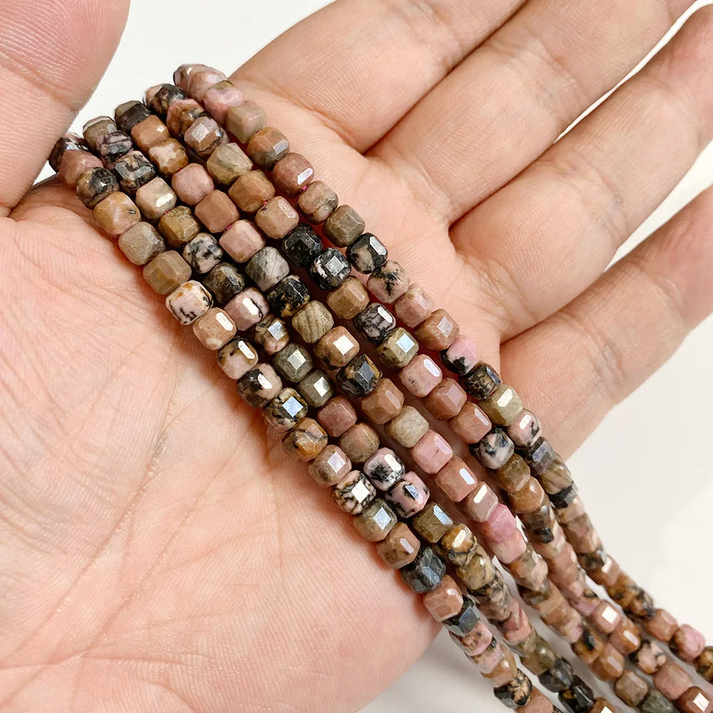 Wholesale Natural Pink Black Rhodonite Stone Beads Round Oval Rondelle Loose Spacer Gem Bead For Jewelry Making DIY Accessories