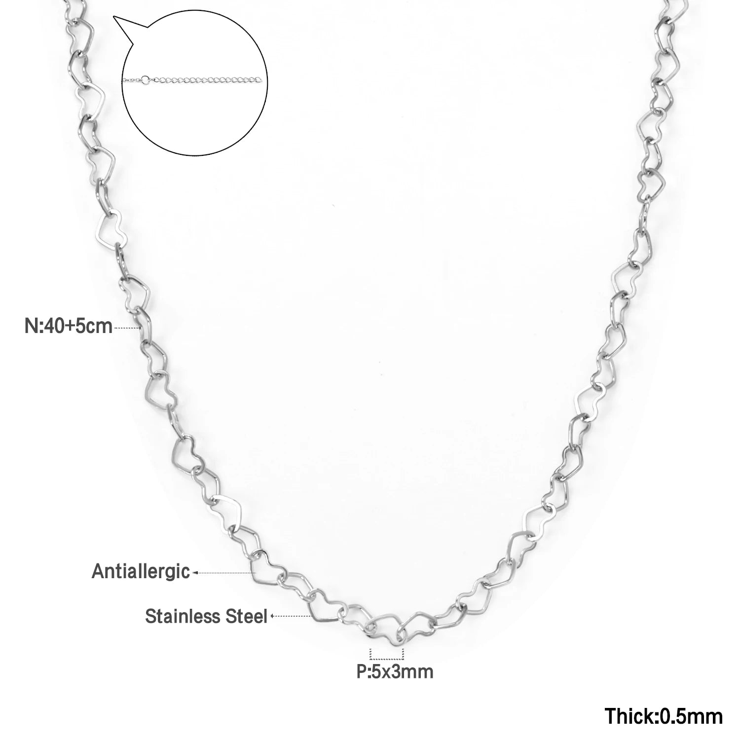 LUXUKISSKIDS Damen/Herren Ketten-Sets aus Edelstahl, Herzanhänger, Schlüsselbein-Choker-Armbänder, Schmuckset