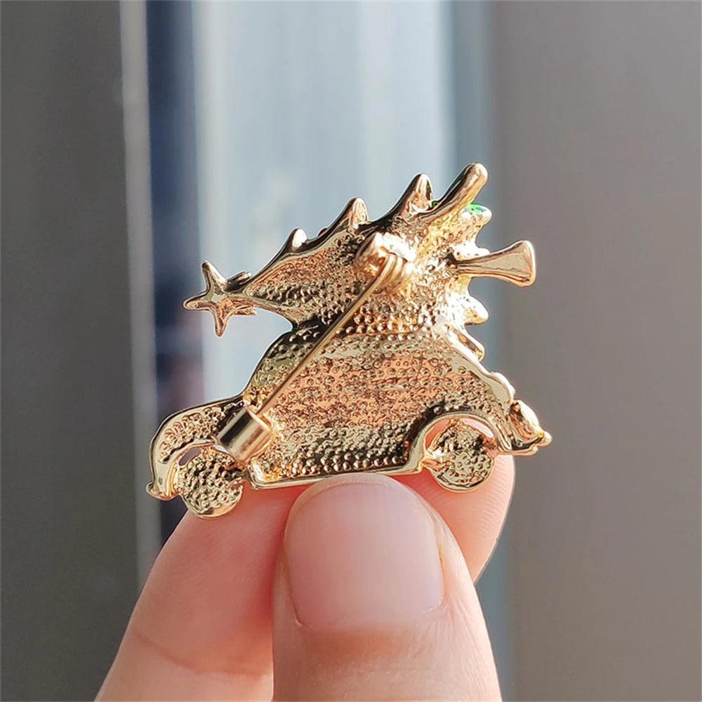 European and American fashion creative design Christmas tree brooch alloy oil drop car pin Christmas atmosphere accessories