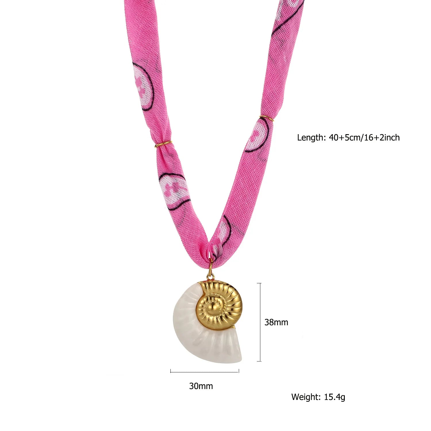 ins popular recommended handmade fabric silk necklace Ocean Style Scarf Necklace Stainless Steel Conch Starfish Pendant Necklace