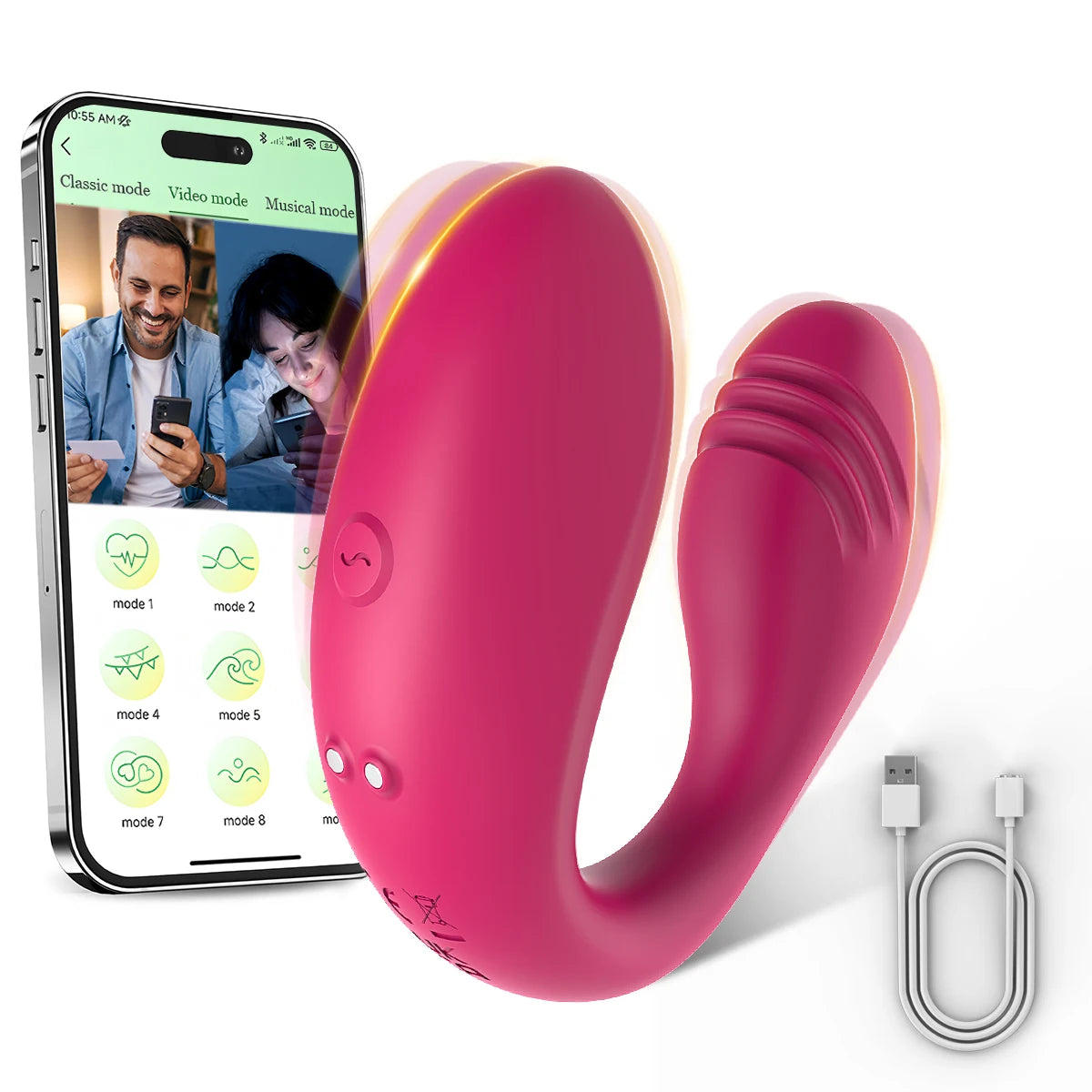 Wireless APP Control Vibrator Female Dual Motor U Shape Clitoris Stimulator Dildo Wearable Sex Toys for Women Couple Adult 18+