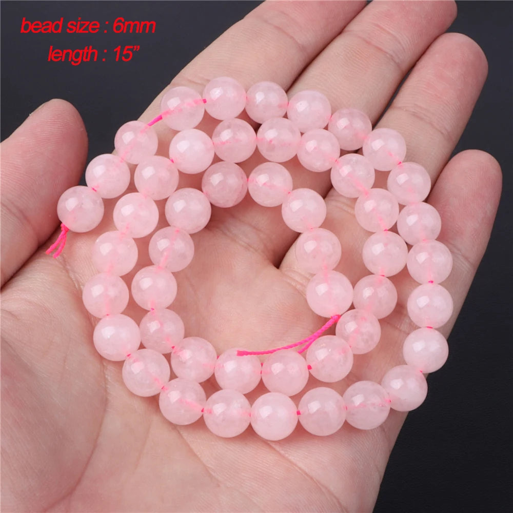 45 Style Natural Rose Quartz Bead Round Tube Crystal Loose Beads For Jewelry Making Handmade Diy Bracelet Necklace Accessories