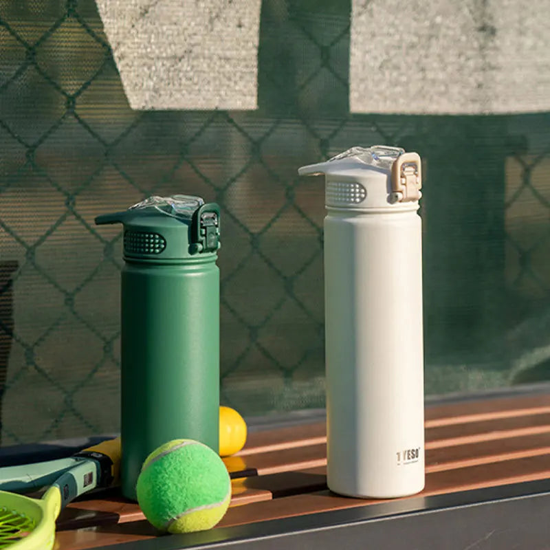 TYESO 600/750ML Stainless Steel Thermal Water Bottle with Straw Hot Cold Double Wall Vacuum Insulated Sports Cup for Coffee/Tea