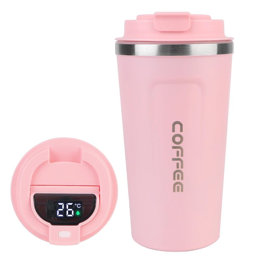 Leak_Proof Travel Thermo Cup Thermo Cafe 510ML Coffee Mug Temperature Display Car Thermos Mug for Tea Water Coffee