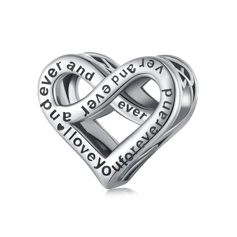 BAMOER Solid 925 Sterling Silver Retro Pattern Heart Charm Bead fit Original Bracelet & Necklaces Jewelry DIY bamoer Heart Charm