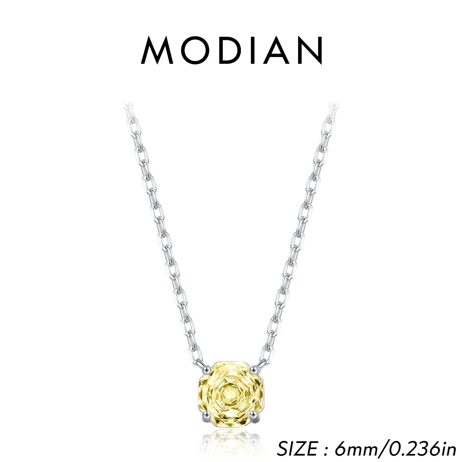 MODIAN 925 Sterling Silver Pendant Necklace Dazzling Light Yellow Rose Cut Zirconia Necklaces For Women Fine Jewelry