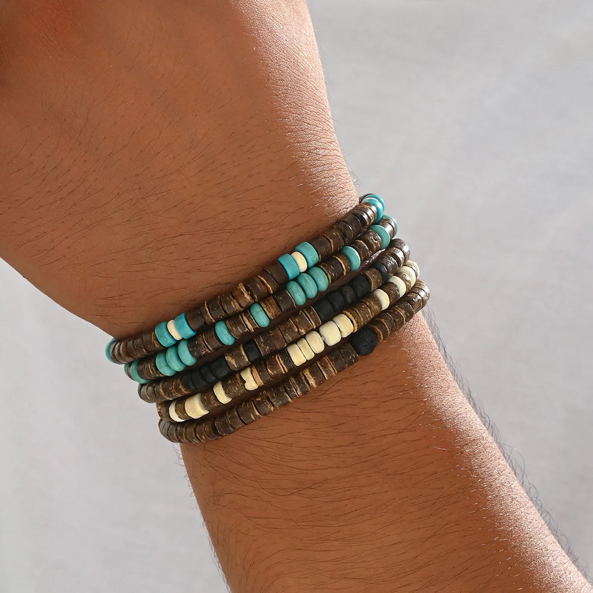 5-piece Bohemian Coconut Shell Beaded Elastic Thread Bracelet - Unisex - The Best Gift to Give