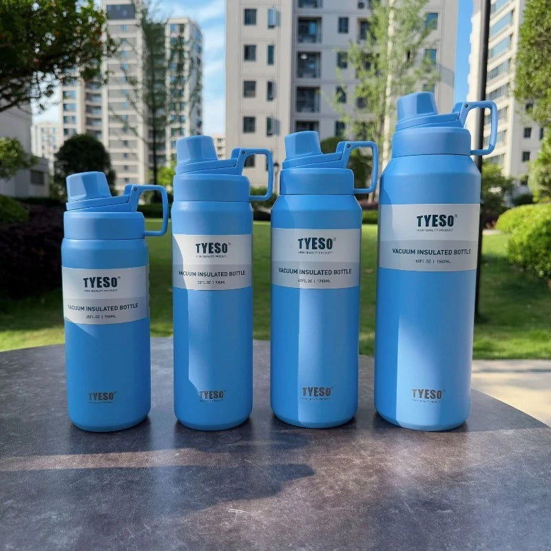 TYESO Insulated Water Bottle Stainless Steel Vacuum Flask for Outdoor Sports Gym Travel Hot/Cold Retention Leak-Proof Portable
