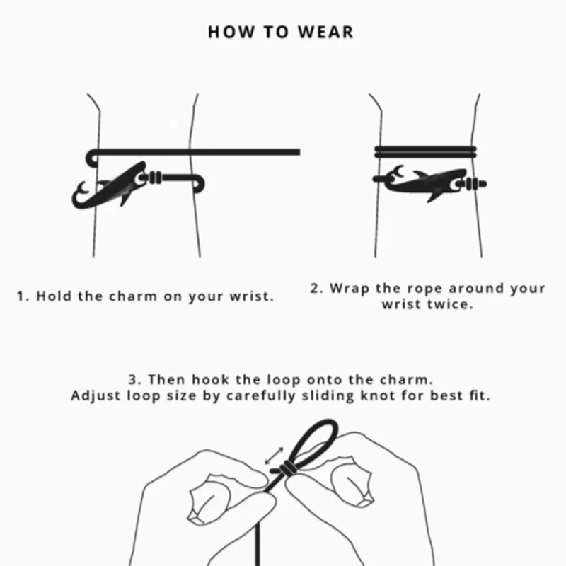 Noter Fashion Mens Bracelet Handmade Adjustable Marine Animals Shark Braclet Double Layer Cord Chain Surfing Braslet Beach Joias