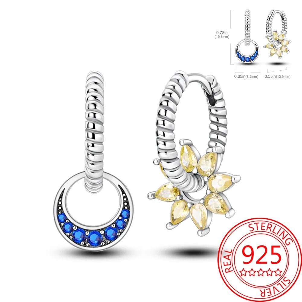 Ear Ring Series 925 Sterling Silver Star Moon Unicorn Tulip Flower Butterfly Bee Geometry Earrings Ladies Pairing with Jewelry