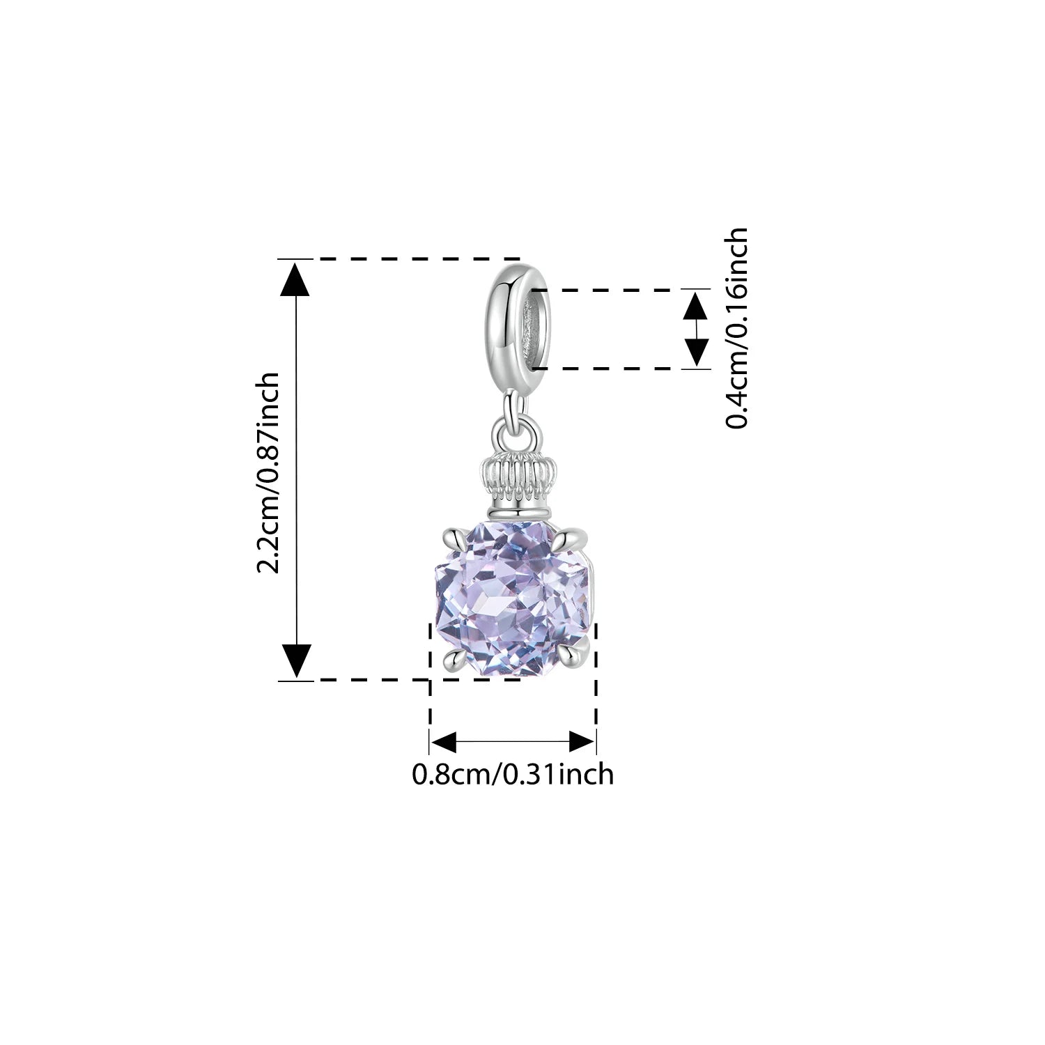 BISAER 925 Sterling Silver Ombre Perfume Bottle Charm Bead Perfume Bottle Pendant for Women DIY Bracelet & Neckalce Fine Jewelry