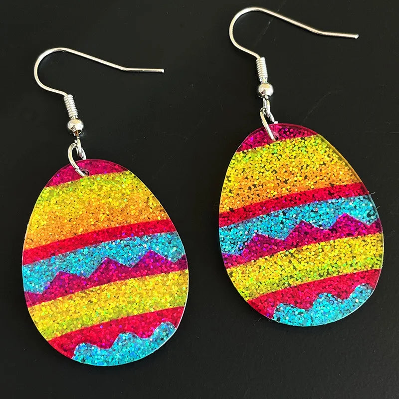 New Easter Earrings Rabbit Colorful Shiny Acrylic Earrings Girl Shiny Oil Rainbow Earrings Easter Decorative Gift