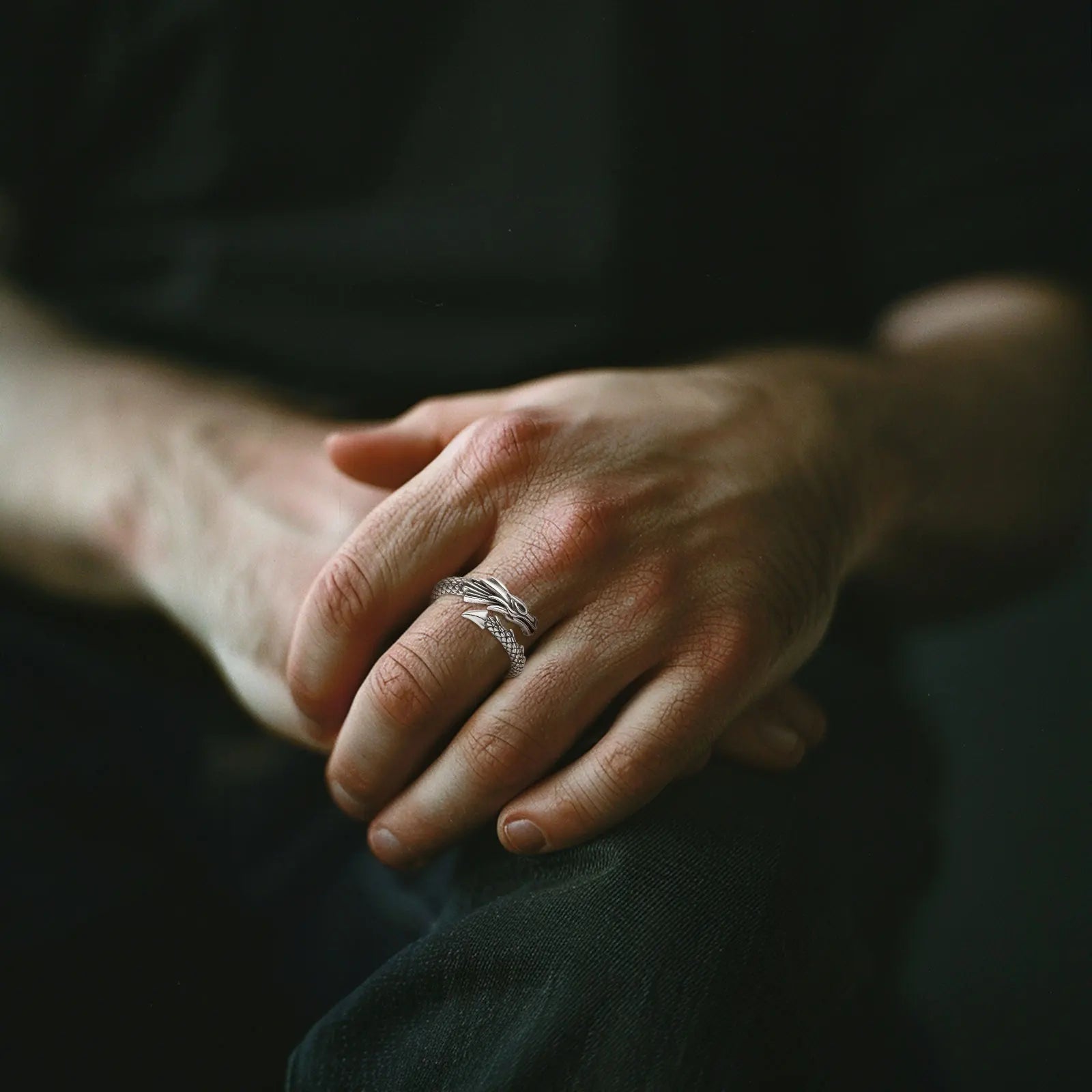 Eudora 925 Sterling Silver Dragon Adjustable Ring Temperament Personality Cool Dragon Ring Vintage Jewelry Gift for Men Women