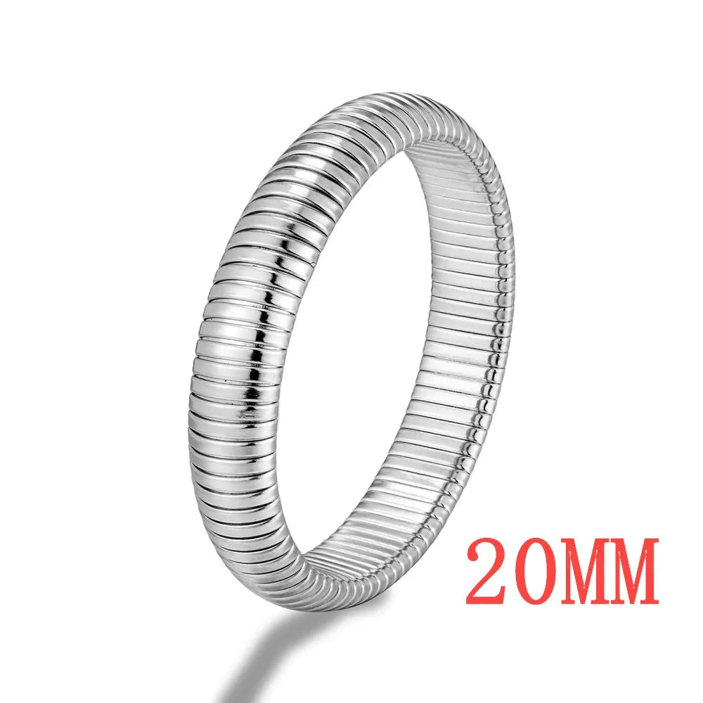 MKENDN Fashion Women Antique Original Design Bracelet Wide And Narrow Elastic Bracelet Ladies Stainless Steel Trendy Bracelet