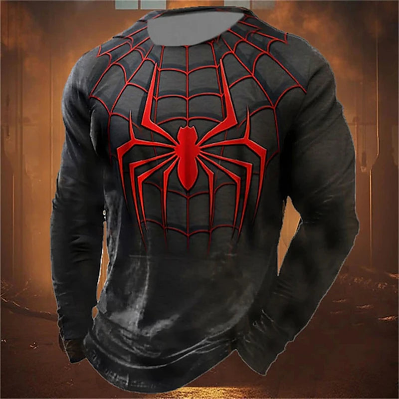 Halloween Men's Animal Cat 3D T-shirt Long-sleeved Men's Round-neck Shirt Fashionable Street Casual Daily Autumn Clothing