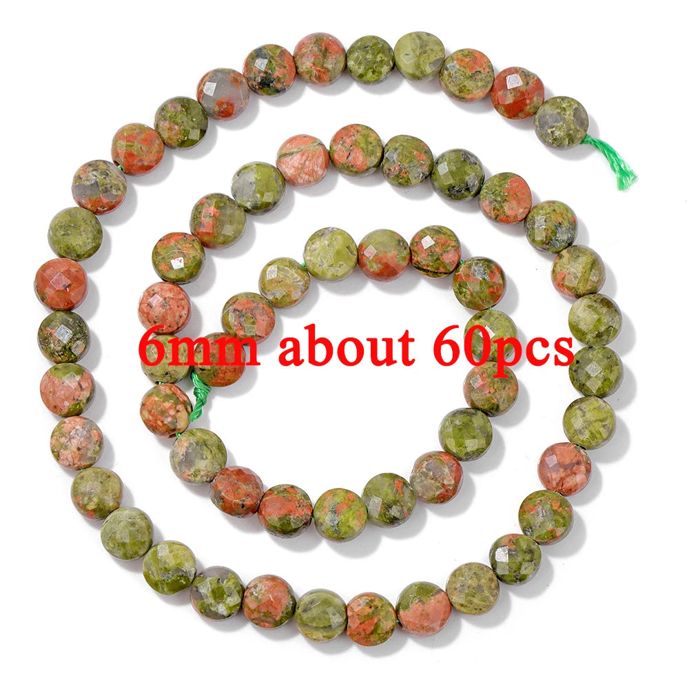 Wholesale Natural Unakite Stone Bead Green Jasper Loose Spacer Beads For Jewelry Making DIY Bracelet Necklace Accessories Supply
