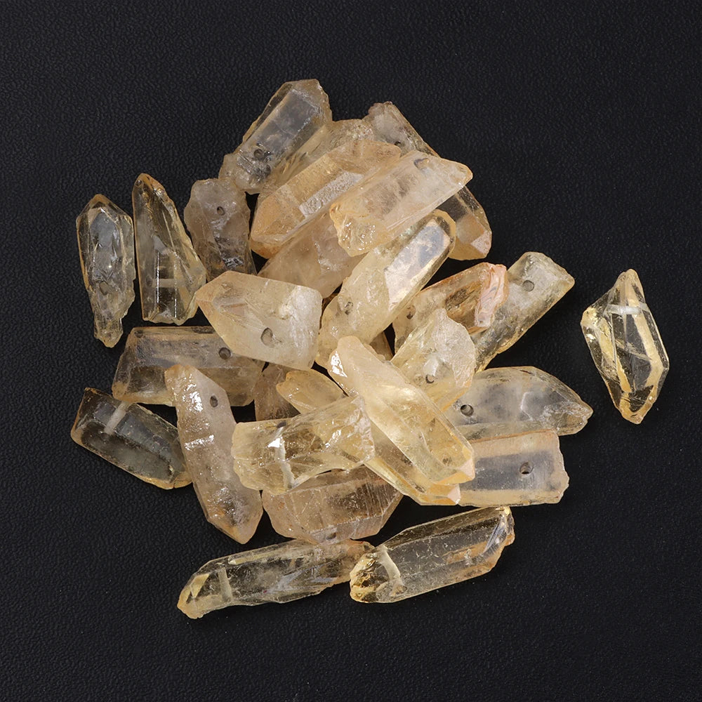 10/20/30pcs Purple Natural Quartz Crystal Point Beads Top Drilled Graduated Stick Point Loose Bead for DIY Jewelry Making Supply