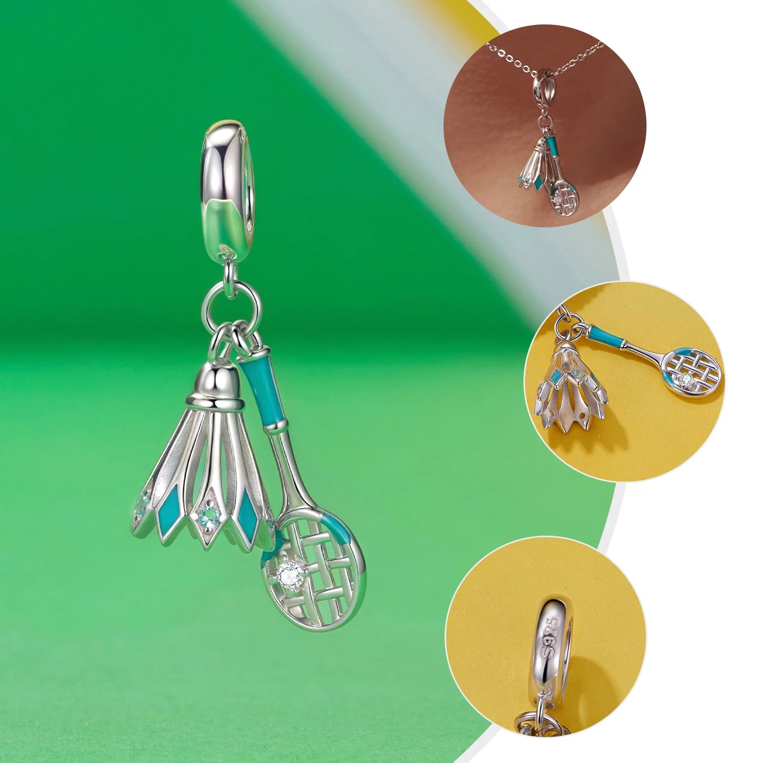 WOSTU 925 Silver Sports Series Charm Pendants Golf Badminton Rugby Basketball Volleyball Beads DIY Gift For Sport Player Family