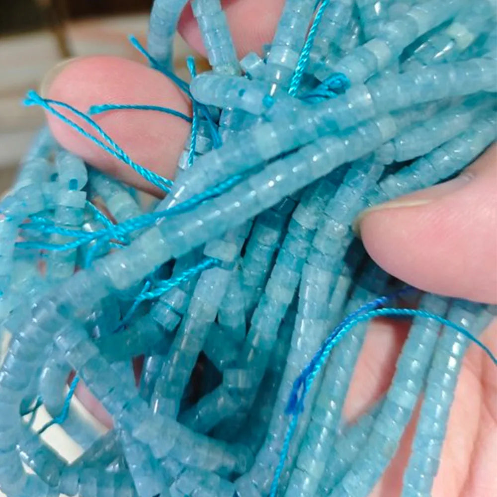 2x4mm Blue Flat Round Stone Bead Imperial Agates Jades Rondelle Loose Beads For Jewelry Making DIY Bracelets Necklace Handmade