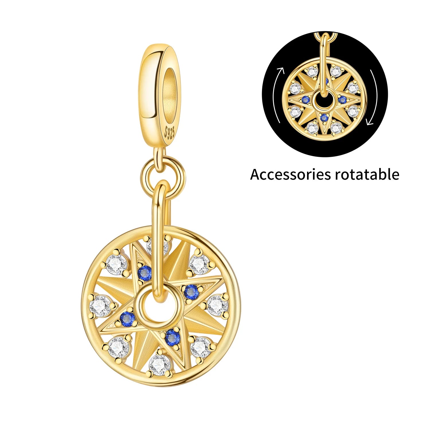 PANPOKI 925 Sterling Silver Switchable Book Pendant Beads Original Pendants Bracelet Charm Jewelry Party DIY Trendy Gifts
