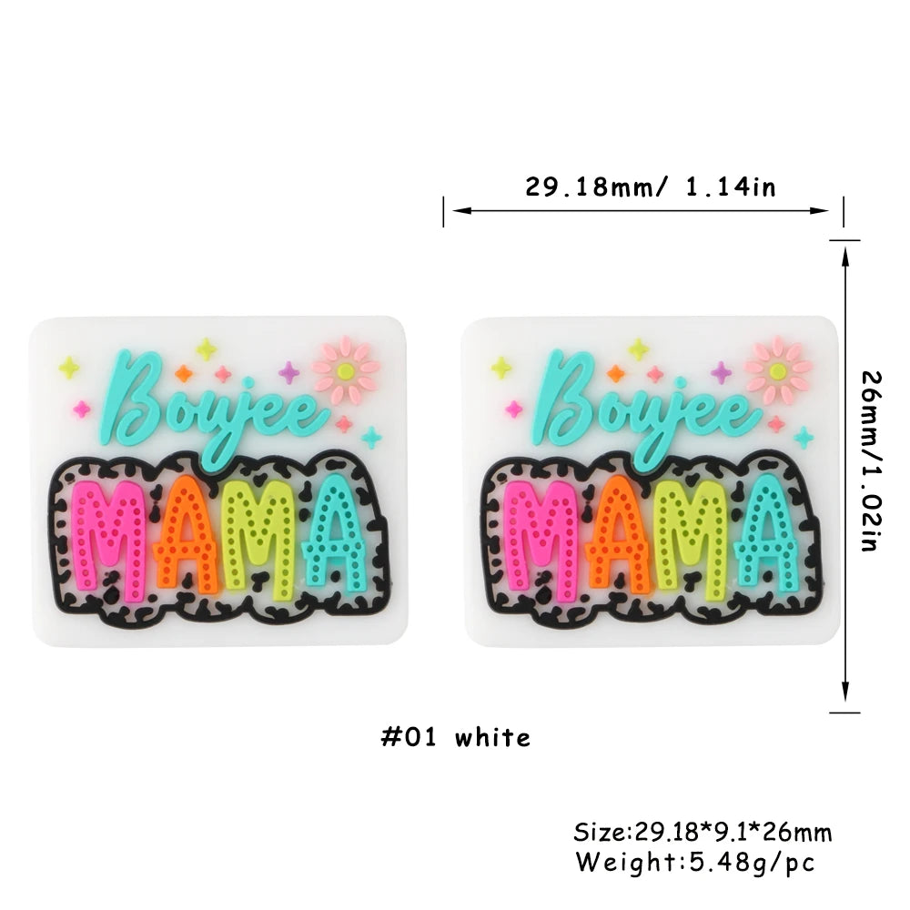 Lot de 5 ou 10 perles en silicone MOM pour la fabrication de bijoux, colliers, bracelets, accessoires de bijouterie