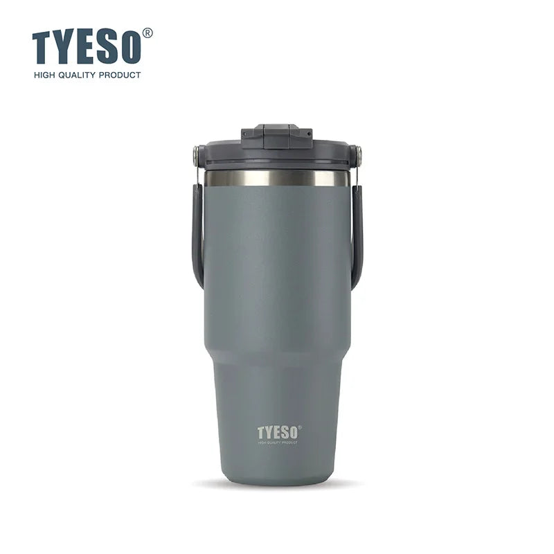 Tyeso 600ML Water Bottle Stainless Steel Vacuum Coffee Thermos with Handle Portable Vacuum Mug Thermos Insulated Car Cup Milk