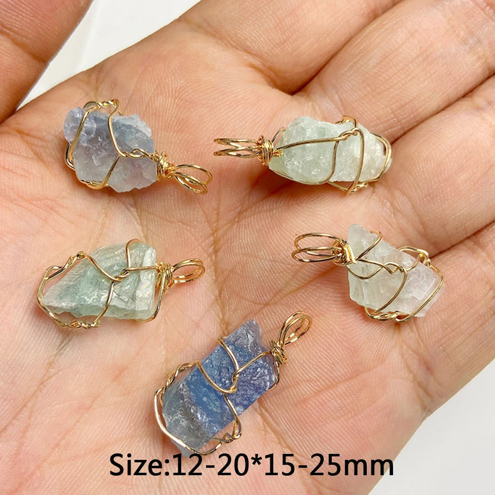 5pcs Natural Rough Stone Pendant Irregular Shape Healing Amethysts Labradorite Agat Quartz Pendants For DIY Handmade Necklace