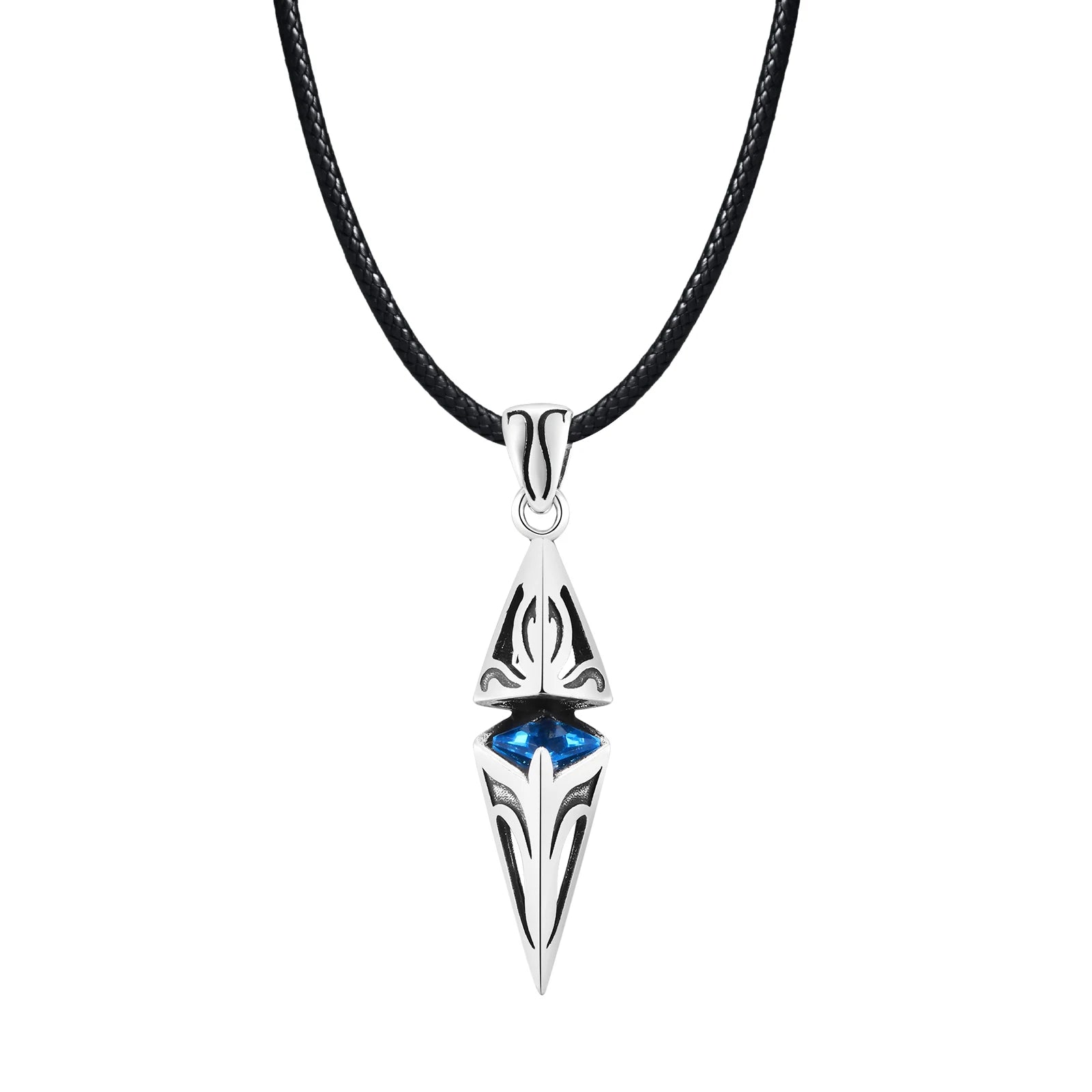 Colliers élégants Vnox en pierre bleue pour hommes, pendentif géométrique cubique en acier inoxydable, bijoux de cou, cadeaux d'anniversaire pour lui