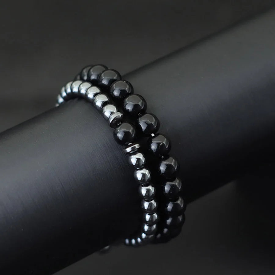 Stylish Men Bracelet Set Luxury Zirconia Wrap Braslet Black Onyx Hematite Healing Braclet Birthday Gift For Boyfriend Beaded
