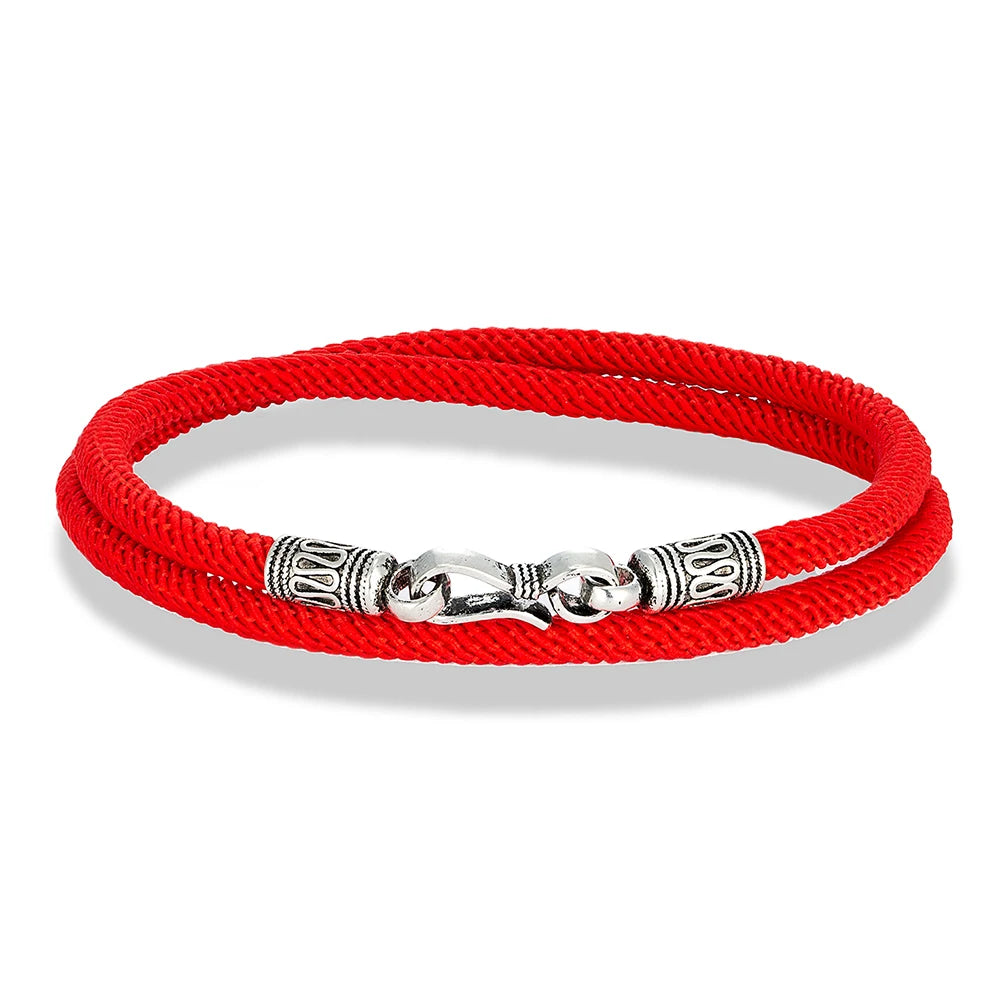 MKENDN Real S925 Sterling Silver Double Layer Rope Charm Bracelet For Women Classic Couple Fine Jewelry Minimalist Accessorie