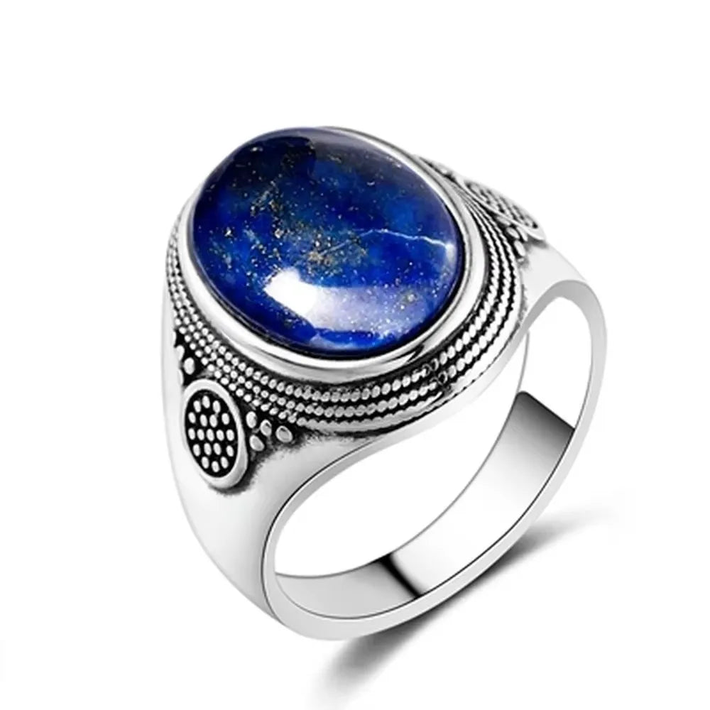 Vintage 925 Sterling Silver Ring Natural Moonstone Ring 10*14mm Oval Large Stone Retro Silver Fine Jewelry Gift For Women Men