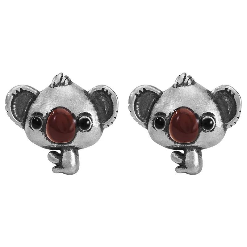 Boucles d'oreilles MKENDN Vintage en argent sterling 925, mini koala créatif, bijoux tendance pour femmes et jeunes filles, cadeau idéal pour étudiantes