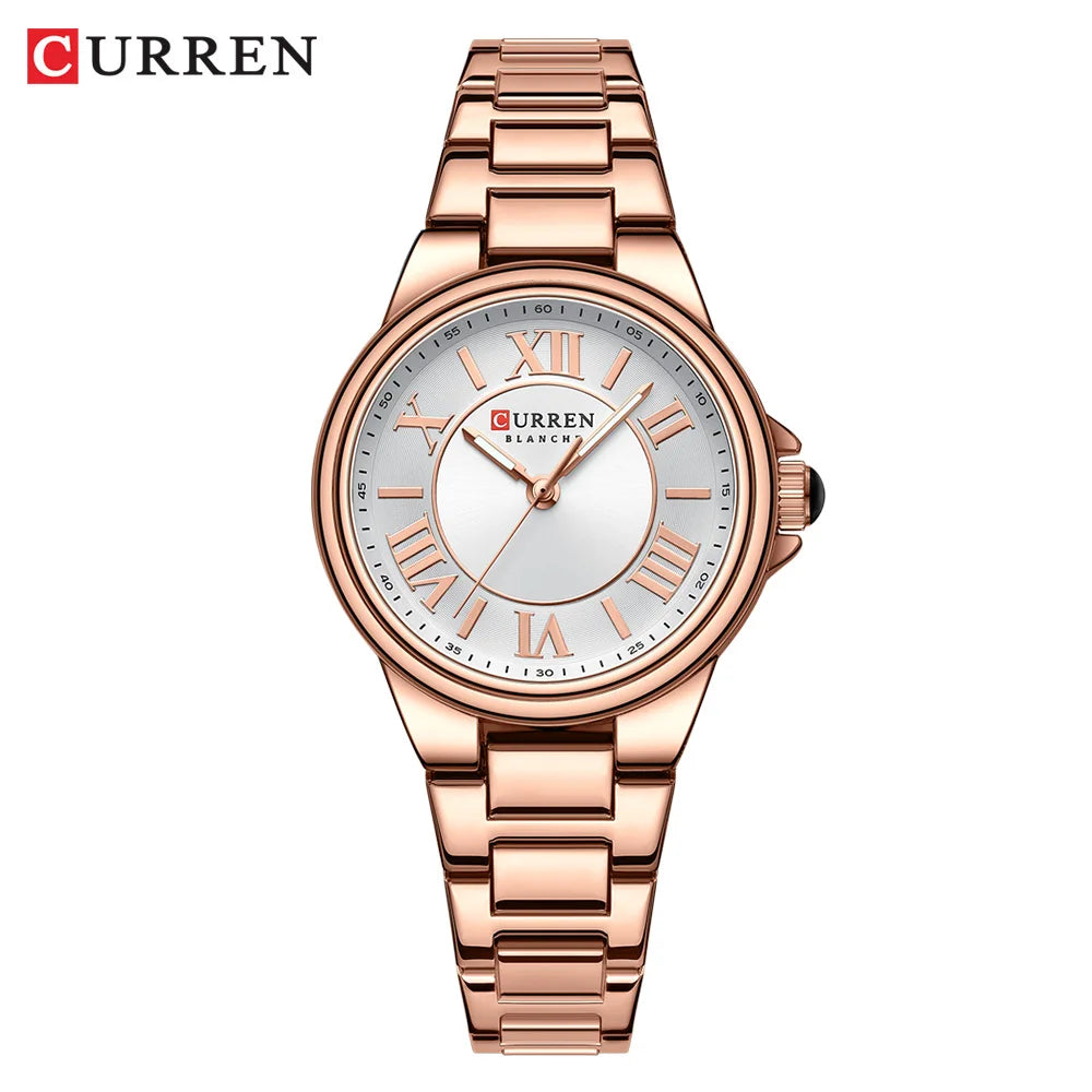 CURREN Romantic Charm Women's Wristwatches Fashion Design Thin Quartz Watch with Luminous Hands Stainless Steel Bracelet - Madeinsea©