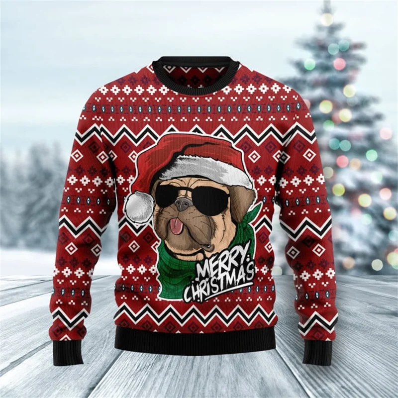 New Animal 3D Printed Ugly Christmas Sweater For Men Women Clothes Funny Cool Design Graphic Sweatshirts Casual Man Sweater Top