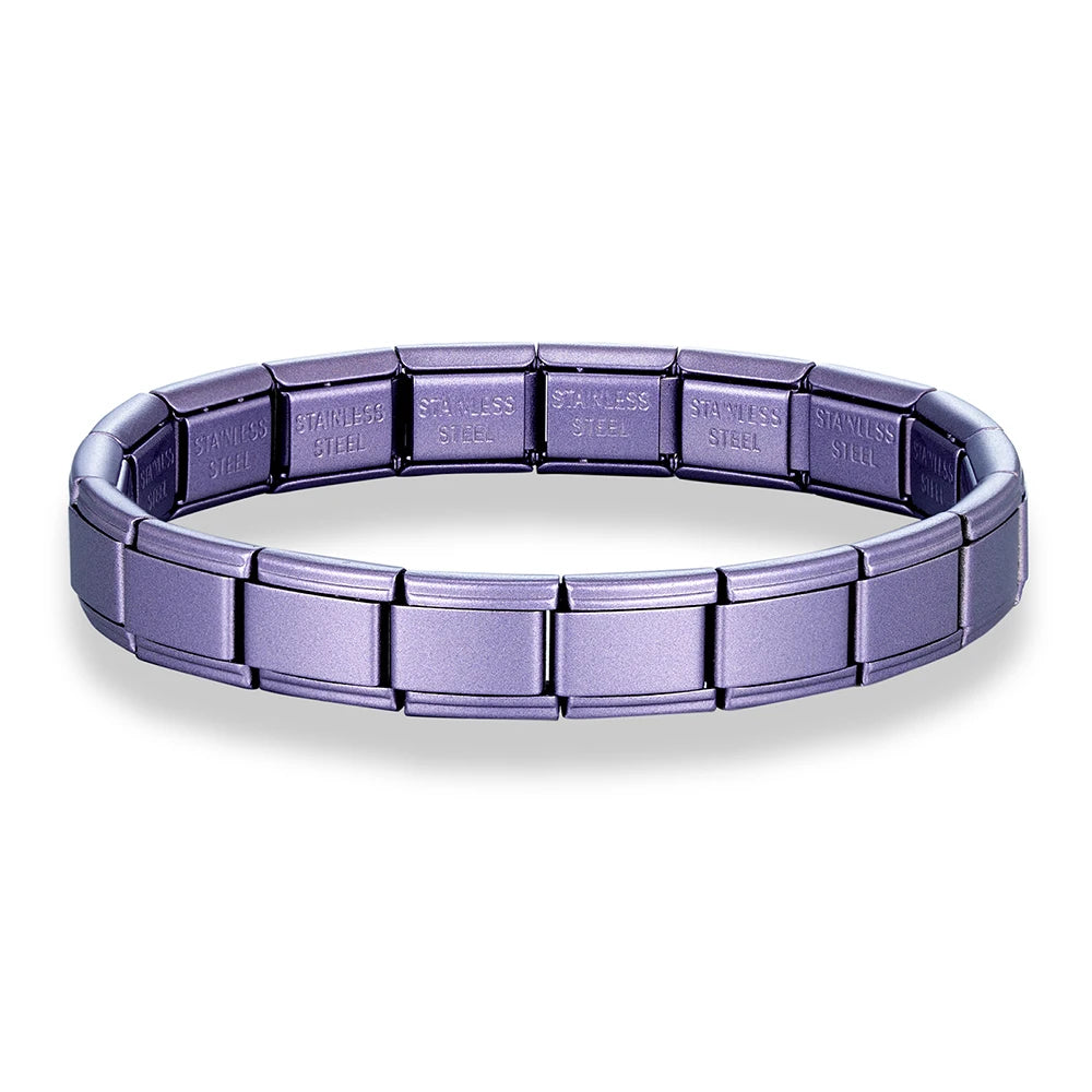 MKENDN New Women Men Jewelry DIY 9MM Width Italian Elastic Charm Bracelet Matte Solid Color Stainless Steel Fashion Bangle