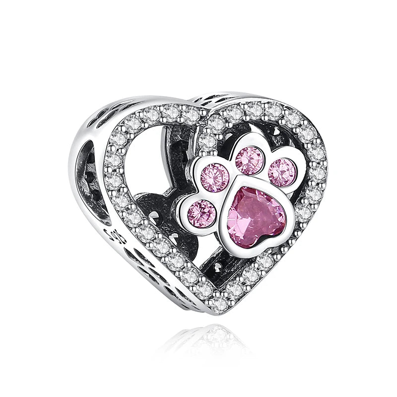 Original 925 Sterling Silver Charms Love Pets Dog Cat Paw Print Pendant Beads Fit Brand Bracelets Necklaces Women DIY Jewelry - Madeinsea©