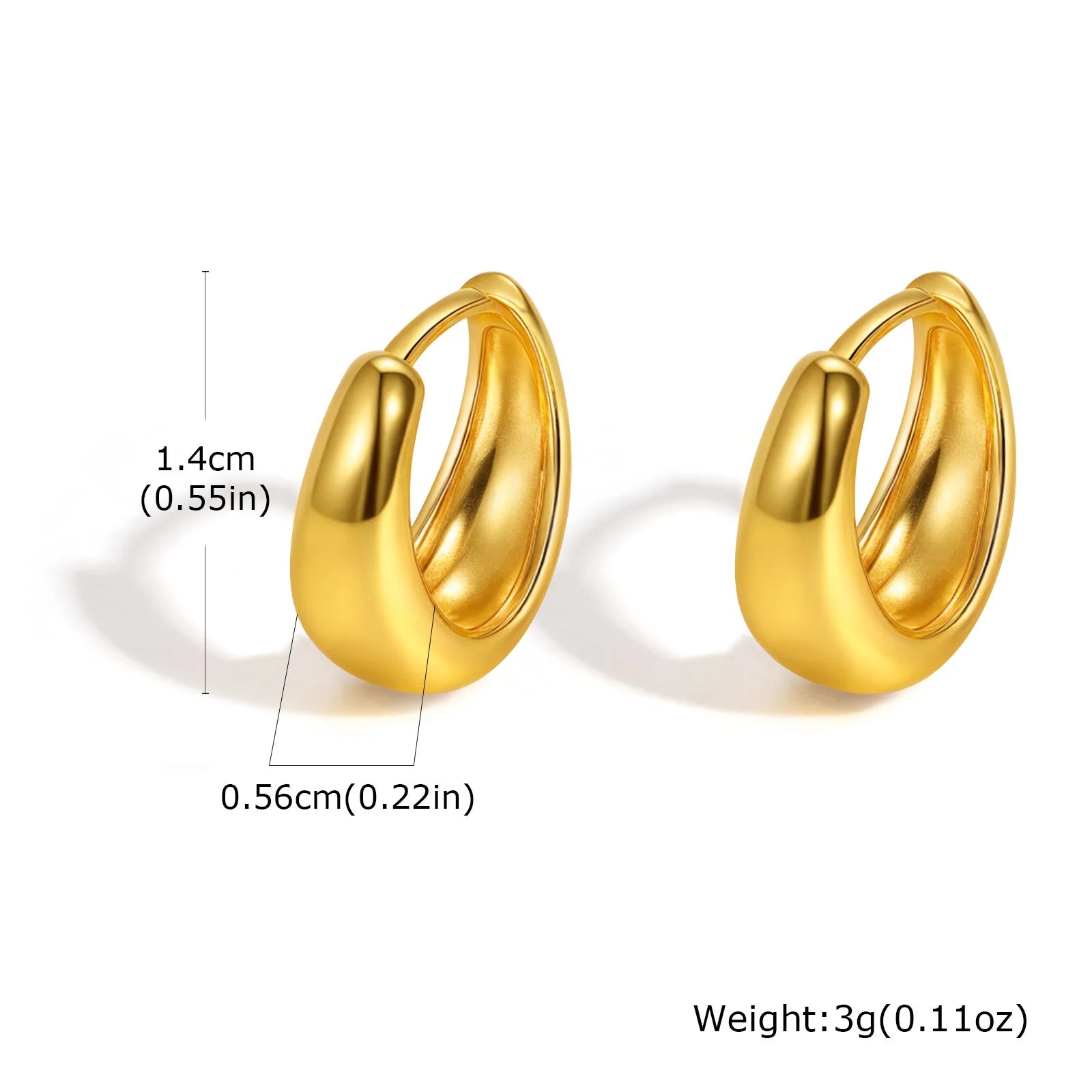 Vnox 2025 New Daily Simple Womens Hoop Earrings, Gold Plated Smooth Metal Huggies Earrings, Minimalist Fashion Jewelry