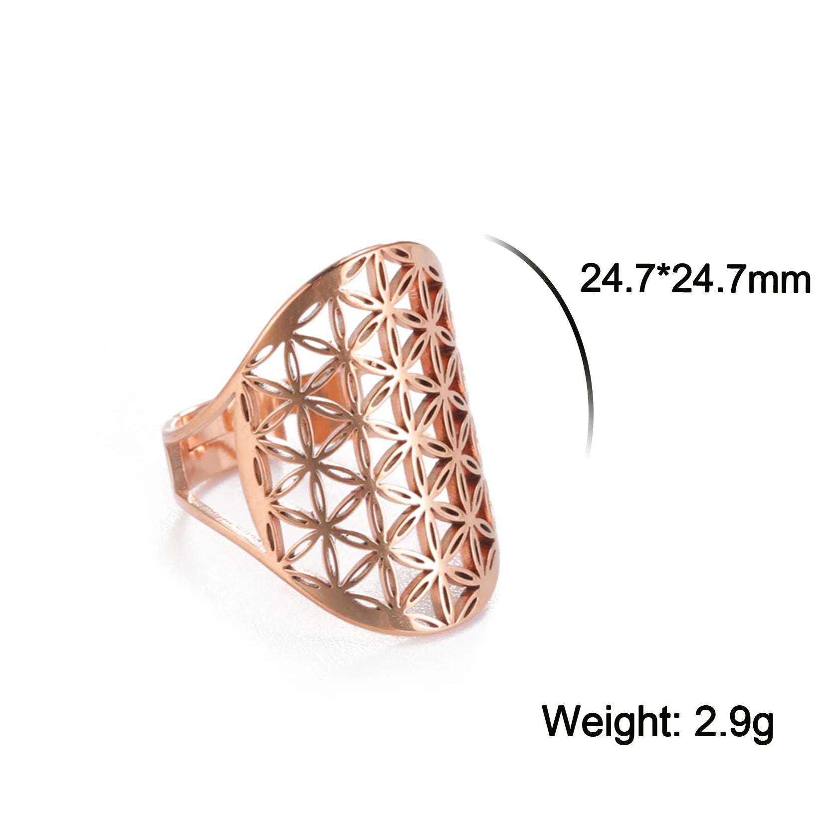 Unift Scared Geometry Flower of Life Ring Adjustable Stainless Steel Ring Men Women Accessories Vintage Filigree Viking Jewelry - Madeinsea©