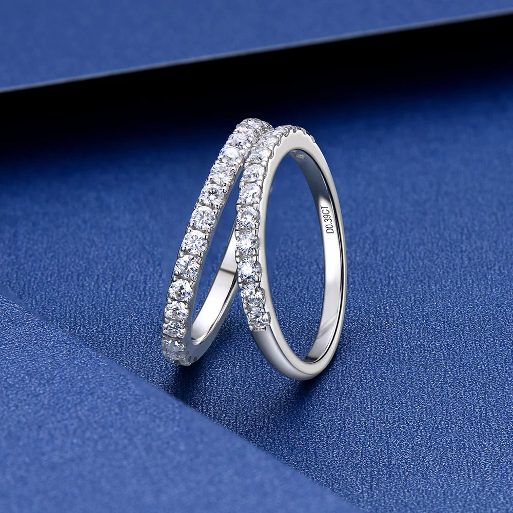OXTAO Half Eternity Moissanite Bridal Ring Real 100% 925 Sterling Silver Luxury Female Rings Wedding Band Jewelry GRA Certified