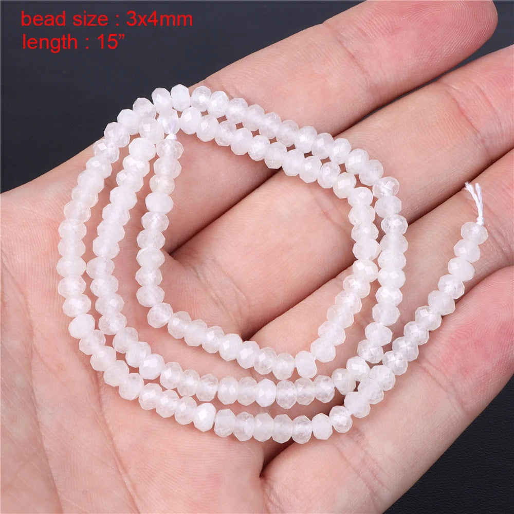 New Natural Stone Bead Clear Quartz Crystal Smooth Matte Faceted Spacer Beads DIY Handmade Bracelet Earrings For Jewelry Making