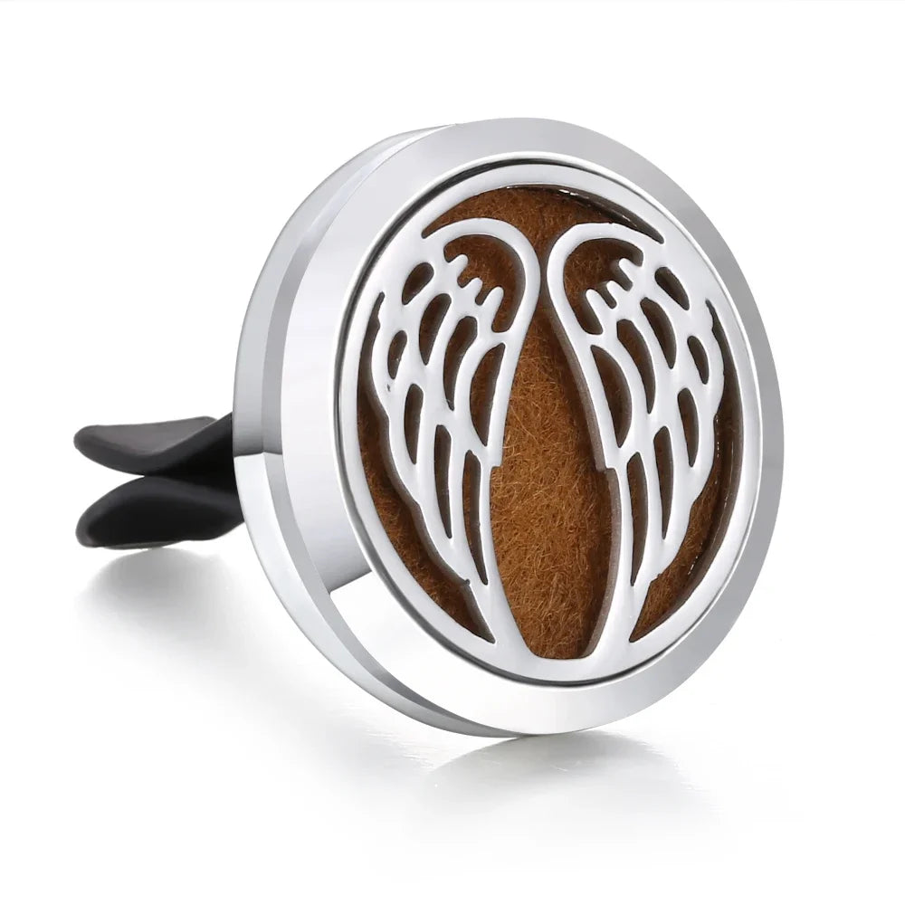 New Aromatherapy Car Perfume Diffuser Stainless Steel 30mm Magnetic Aroma Diffuser Locket Car Air Freshener Vent Clip + 1pcs Pad