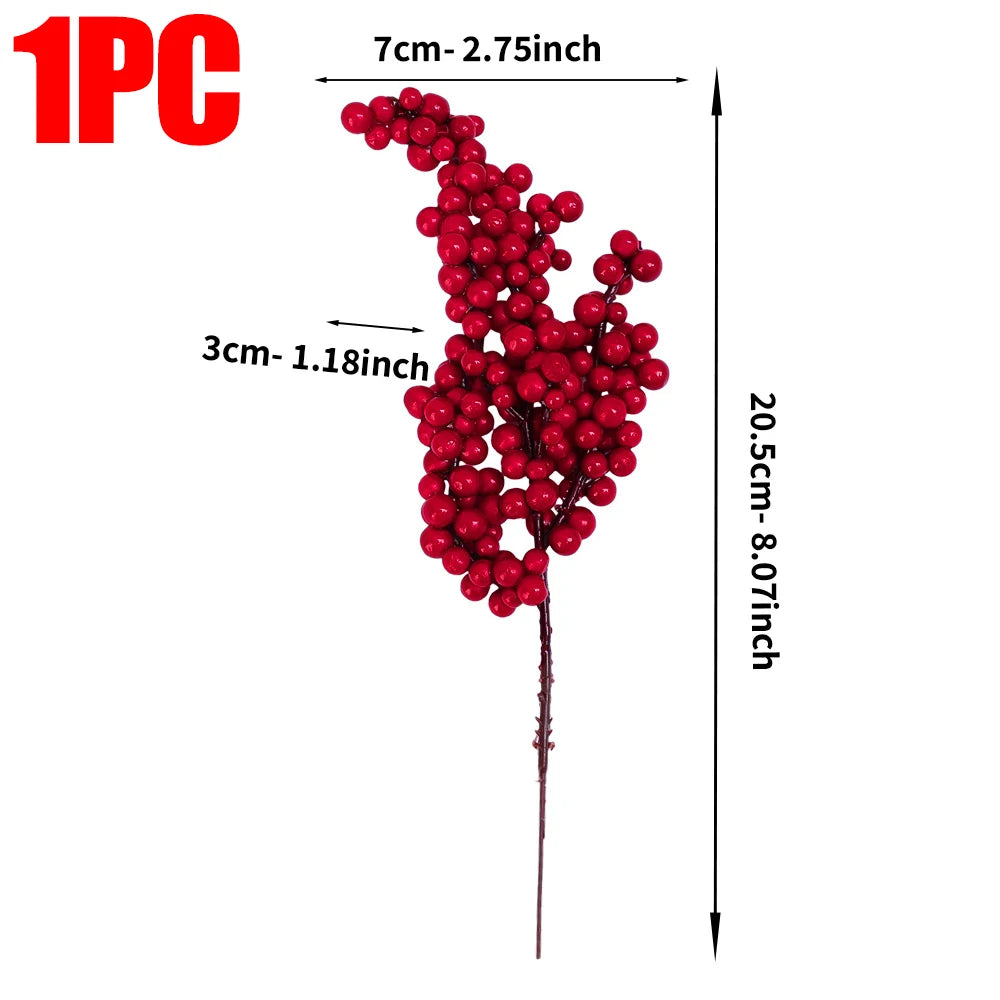Berry Artificial Flower Fruit Red Berry Simulation Cherry Stamen Berries for Home Christmas Decoration DIY Gift Wreath Wholesale