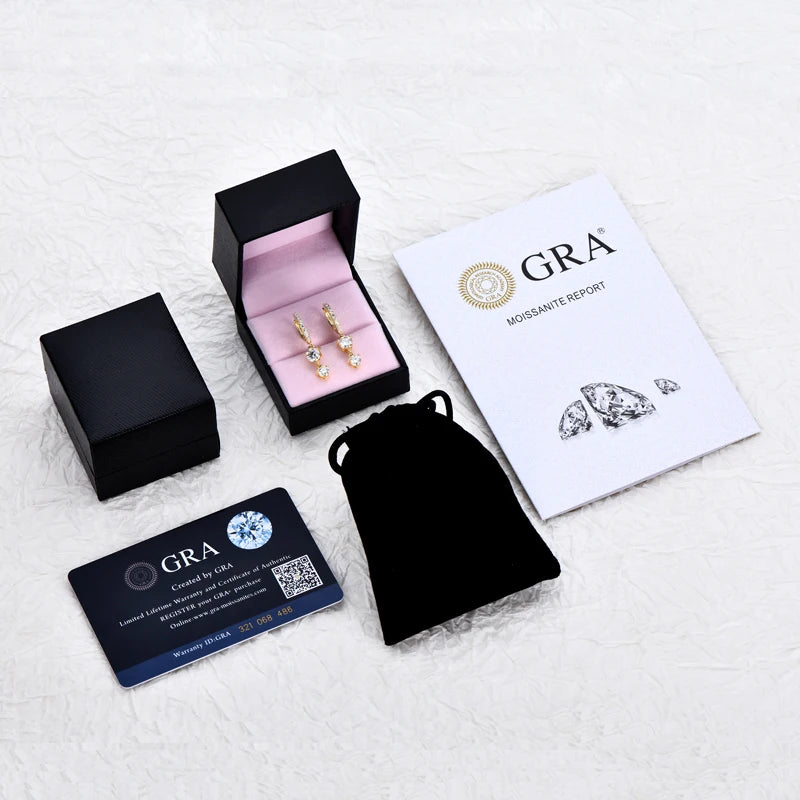 OXTAO 925 Sterling Silver Classic Moissanite Tassel Hoop Earrings Women'S Wedding Jewelry Fashion Jewelry Gift GRA Certificate