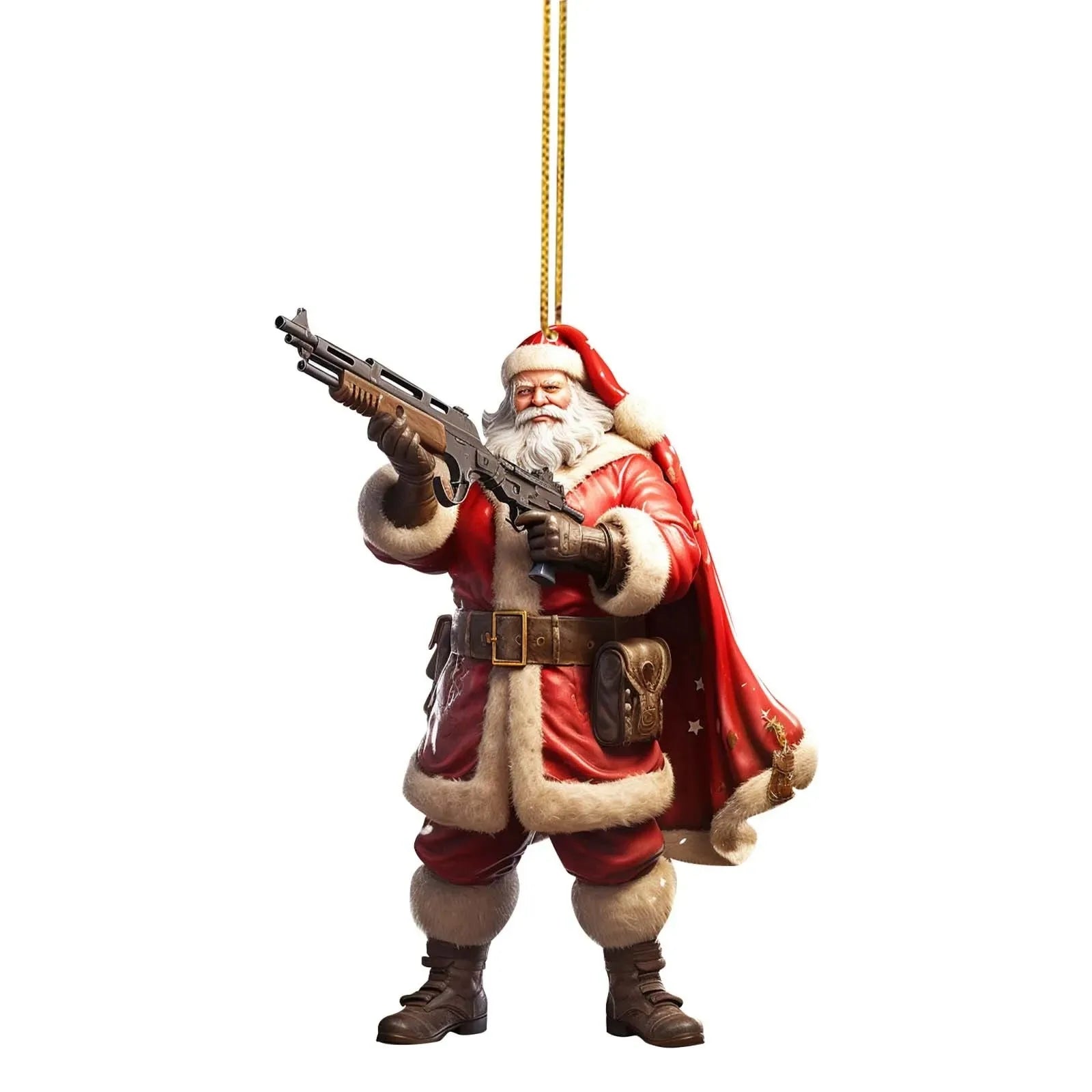 Cool And Imposing Santa Acrylic Material 2D Santa Cool Pendant Decoration Office Home Christmas Tree Decoration