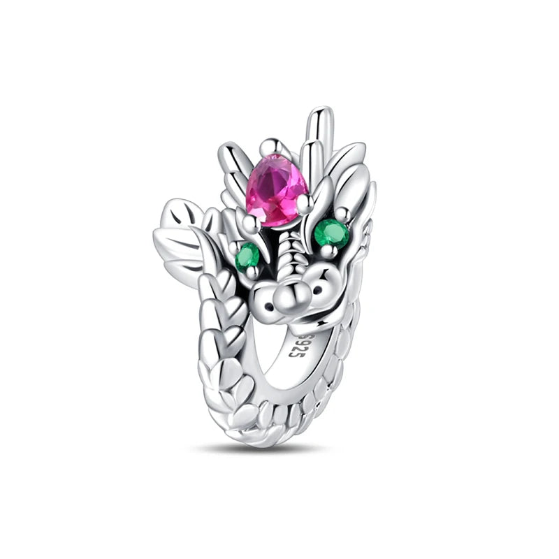 Charms 925 Silver Butterfly Flowers Colorful Zircon Silicone Spacer Beads Fit Pandach 925 Original Bracelets Fine DIY Jewelry